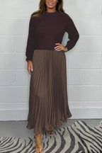 Claudia - Vestido maxi con jersey y falda plisada