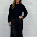 Claudia - Vestido maxi con jersey y falda plisada