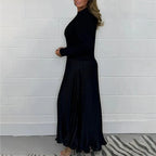 Claudia - Vestido maxi con jersey y falda plisada